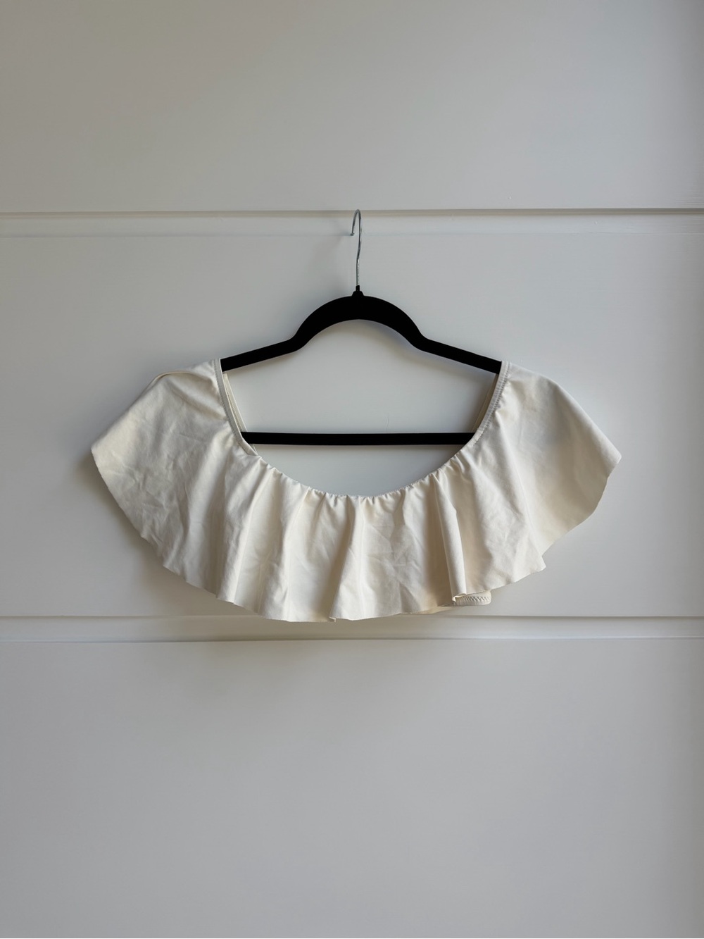 Eberjey Cream Off-Shoulder Ruffle Bikini Top